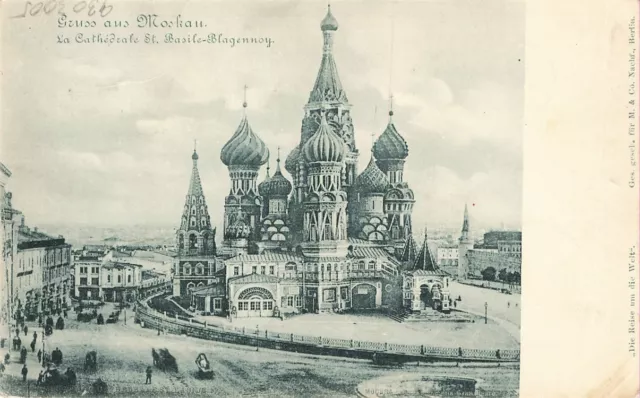 385687) Gruss aus Karte Moskau / Russland Kathedrale St. Basile Blagennoy 1899
