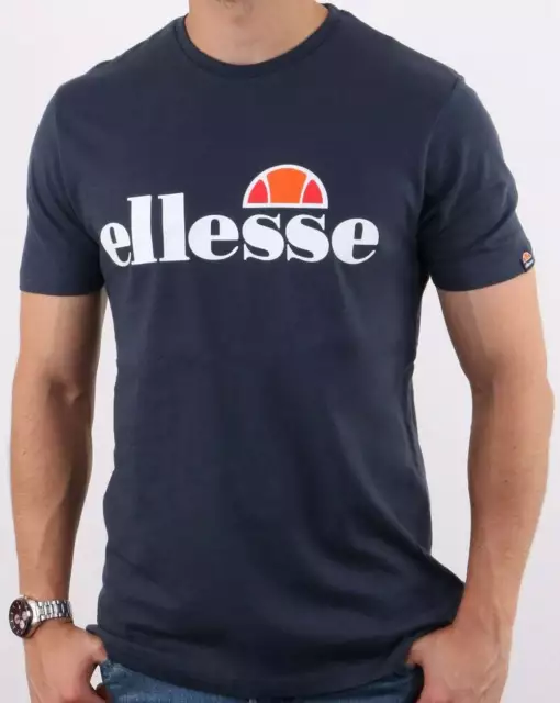 Ellesse Logo T Shirt in Navy Blue - short sleeve cotton crew tee, Prado