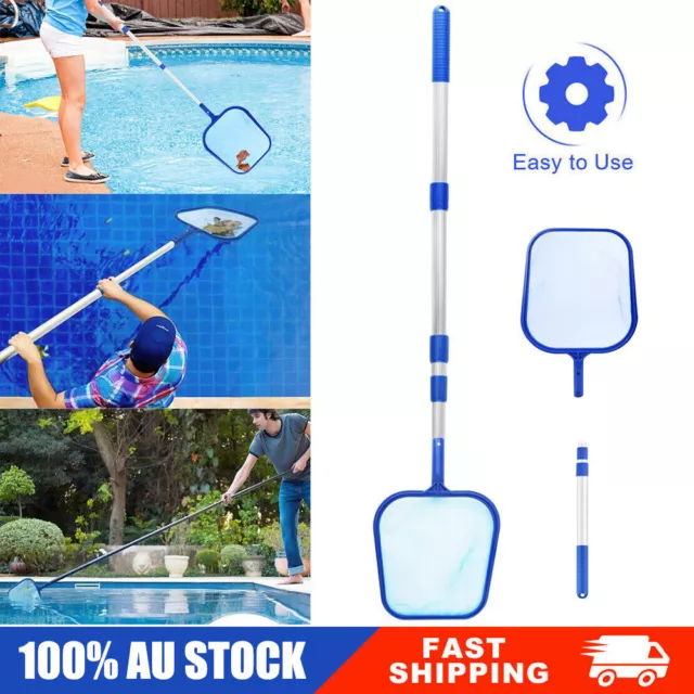 Swimming Pool Skimmer Net Leaf Rake Scoop Cleaning Mesh Frame with Aluminum Pole