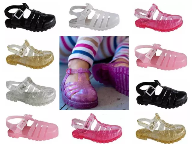 Kids Girls Toddlers Childrens Flat Summer Beach Jelly Shoes Sandals Flip Flops