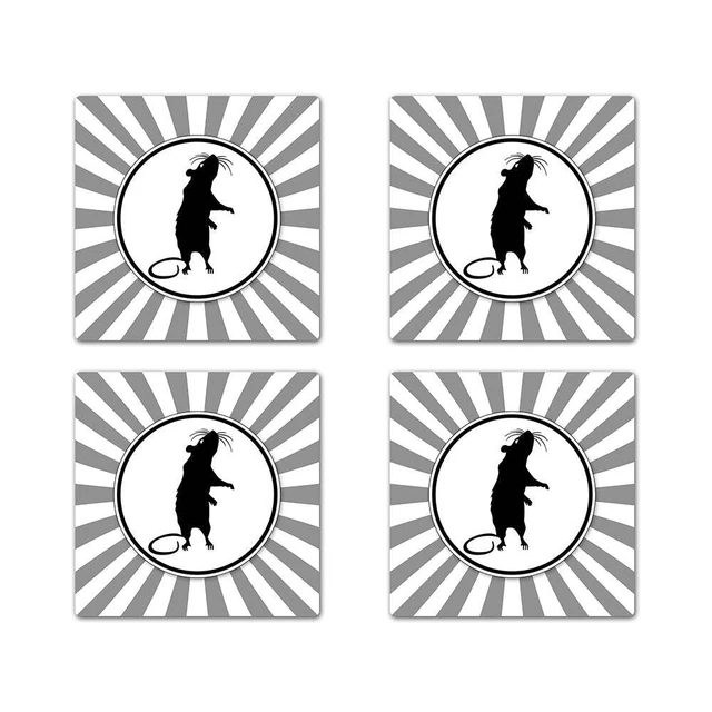 Rat Square Rubber Coaster Set rats