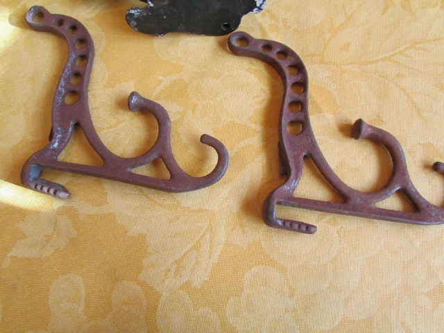 Lot of 5 Vintage Antique Coat Hat Wall Hooks Metal Salvage Rustic various sizes 5