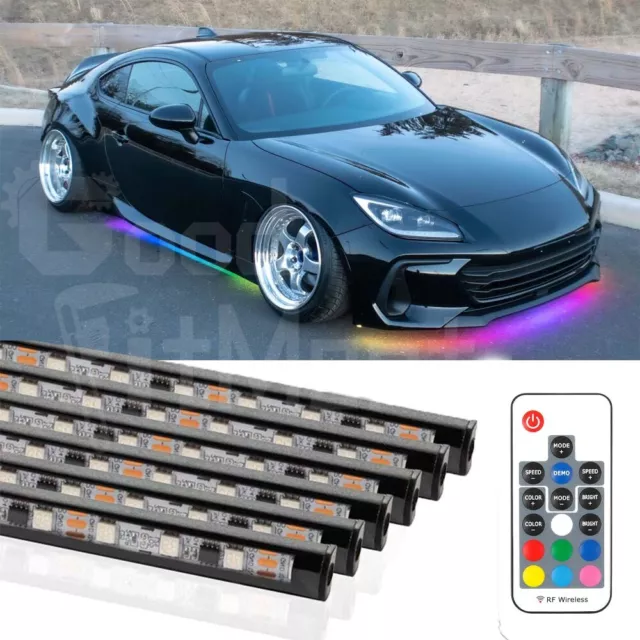6PC RGB LED Underglow body Neon Light Kit Music App Control Under Car Tube Strip