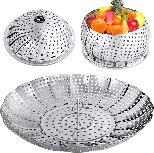 YLYL Veggie Vegetable Steamer Basket, Folding Steaming Basket, Metal Stainless S
