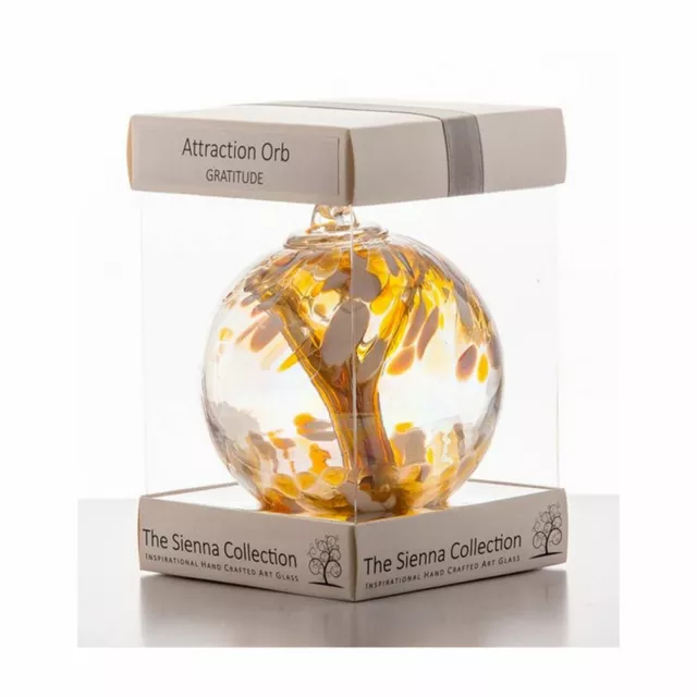 Sienna Glass Gratitude Attraction Orb Hanging Ornament Handmade Home Decor Gift