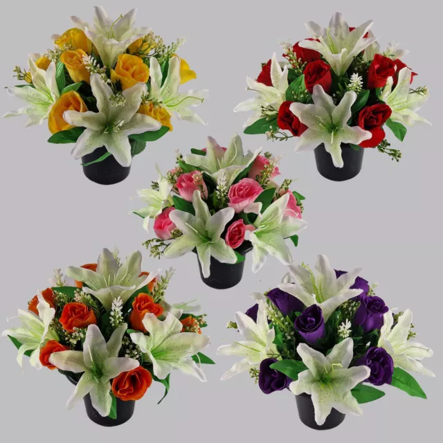 Grave Artificial/Silk flower arrangement grave memorial pot crem vase New Design