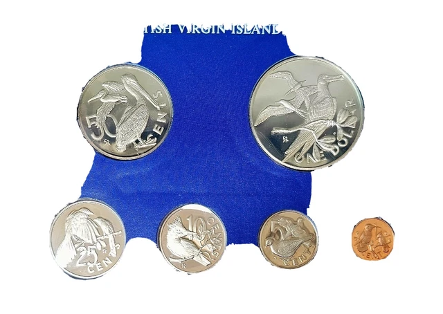 1975 British Virgin Islands 6 Coin Proof Set With Silver Dollar and COA