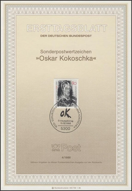 ETB 04/1986 Oskar Kokoschka, Dichter