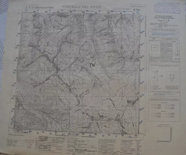 Cartina mappa IGM serie 25000 - 1A II NE Forcella del Picco (1938)