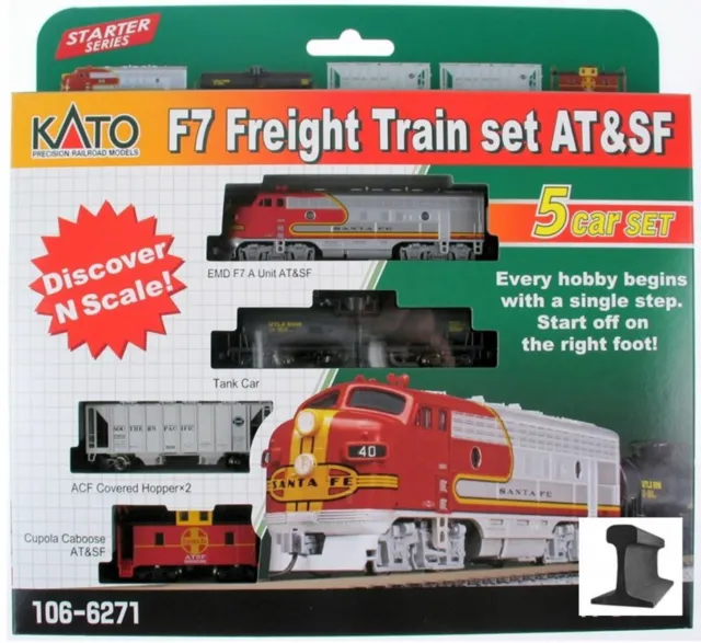 Kato N Scale ~ New 2024 ~ Santa Fe ATSF F7 Freight Train ~ 5 Car Set ~ 106-6271
