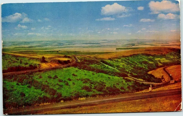 1953 Emigrant Hill OR Aerial View INTERESTING MESSAGE Car 20 MPG Old Postcard D1