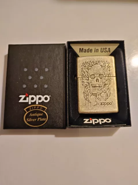 Zippo 223399 Antique silver plated  Lighter Case - No Inside Guts Insert