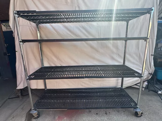 4-Shelf Industrial Plastic Shelving Mobile Cart Metro CR247263-MQC4 MetroMax Q