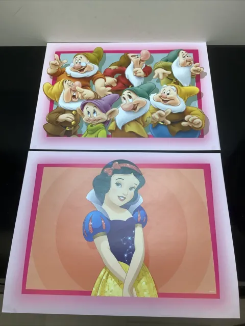 Disney Picture Wall Art Colourful Poster Large X2 Bundle Snow White & 7 Dwarfs