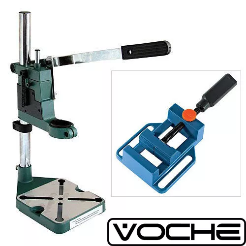 Voche Plunge Power Drilling Stand Bench Pillar Pedestal Clamp + Drill Press Vice