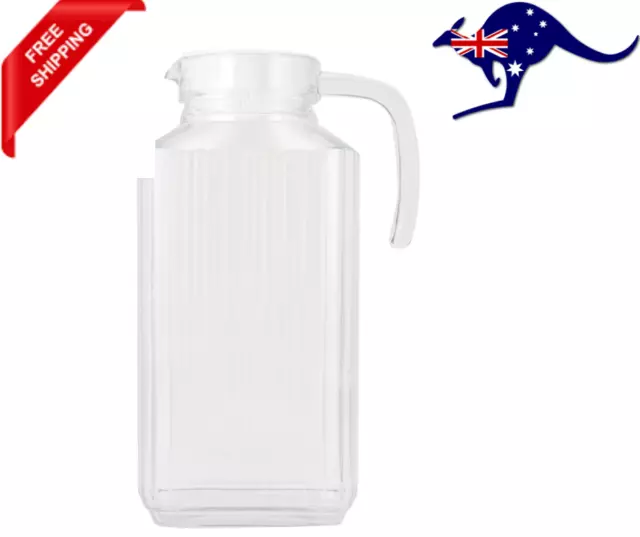 1.7L Glass Pitcher Jug with Lid Water Juice Drinks Serving Fridge Container