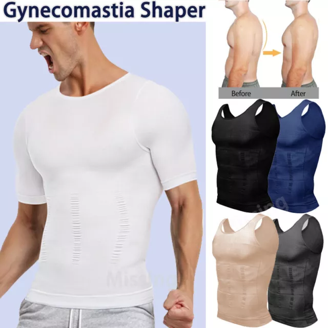 Men Slimming Body Shaper Gynecomastia Compression Vest Tank Shirt Tummy Control.