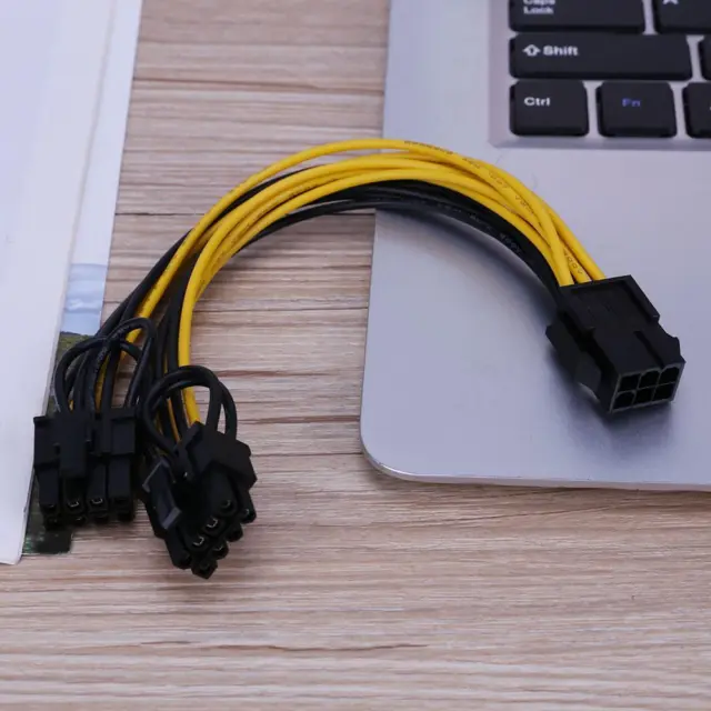 LF# 5pcs 6Pin Port to Dual 8(6+2)Pin Port Splitter Power Cable for Cards