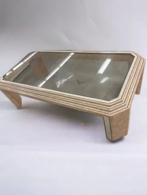 Outstanding Vintage Maitland Smith Tessellated Stone And Brass Cocktail Table