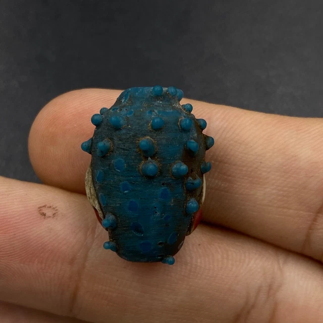Roma Glass Excellent Ancient Old Phoenician Mosaic Male Face Rare Amulet Pendent 3