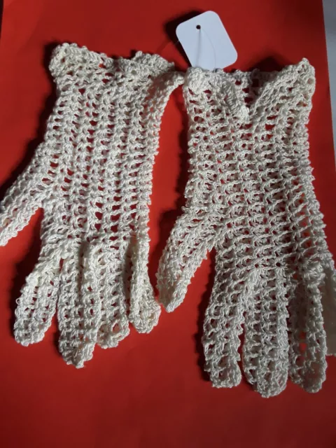 vintage gant crochet main blanc casse # old glove