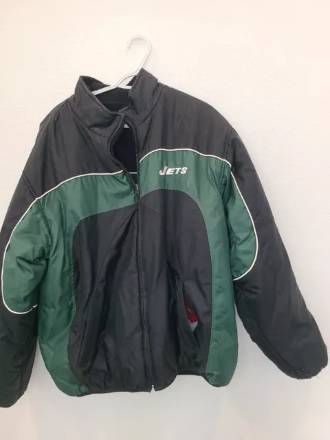 Vintage NFL New York JETS reversible Puffer Jacket, retro football fleece XL
