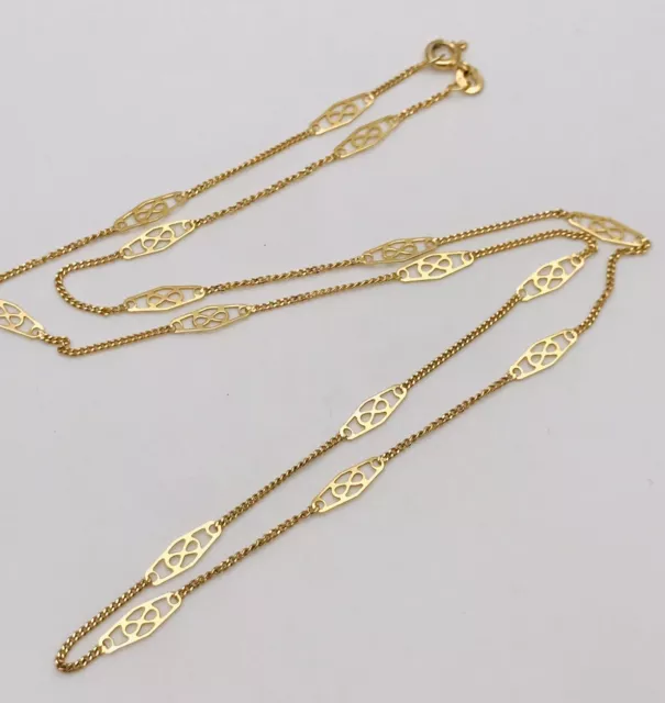 14k/585  Yellow Gold Uno-A-Erre Italian Filigree Station Link Chain 20.5”