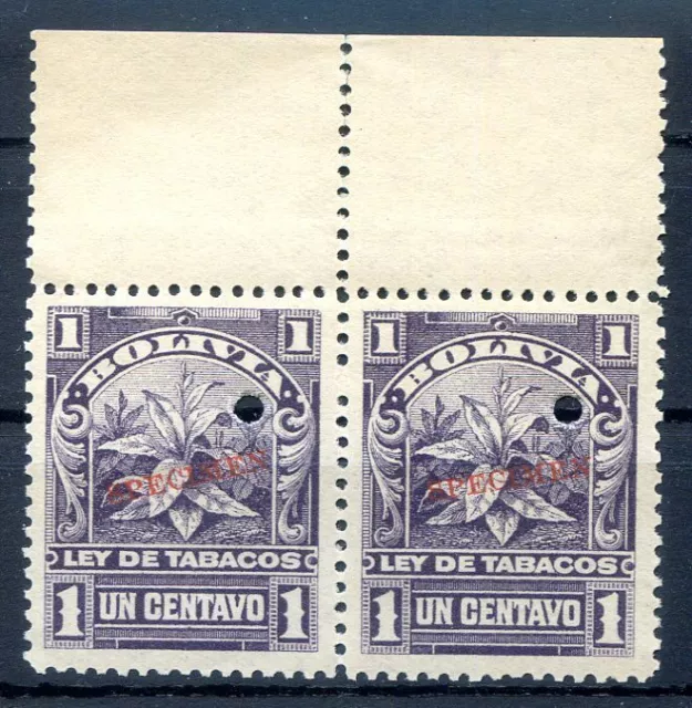 BOLIVIA FLOWER Pair Revenue SPECIMEN MNH