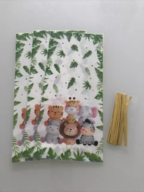 10 Jungle Themed Safari Sweet Treat Party Bags With Ties