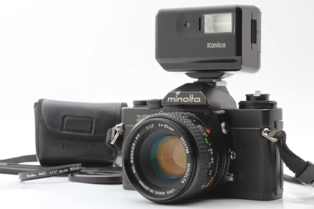 "MINT / Flash" Minolta XD Black SLR Camera MD Rokkor 50mm F1.7 Lens From JAPAN