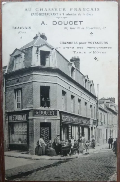 CPA Beauvais Oise Au Chasseur Français café restaurant rue de la Madeleine 60