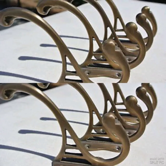 8 hall stand 4 COAT HOOKS door solid brass antiques vintage old style 4 " DECO B