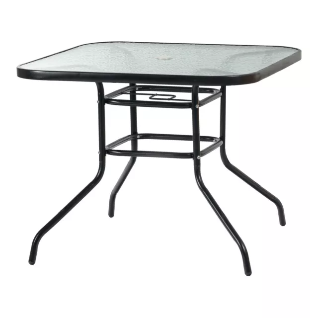 Glass Top Garden Table Glass Top Outdoor Patio Coffee Bistro Furniture Black