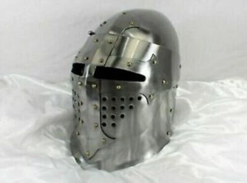 Medieval  Bascinet Helmet Hand Forged SCA Knight Armor Helmet Replica Great Helm