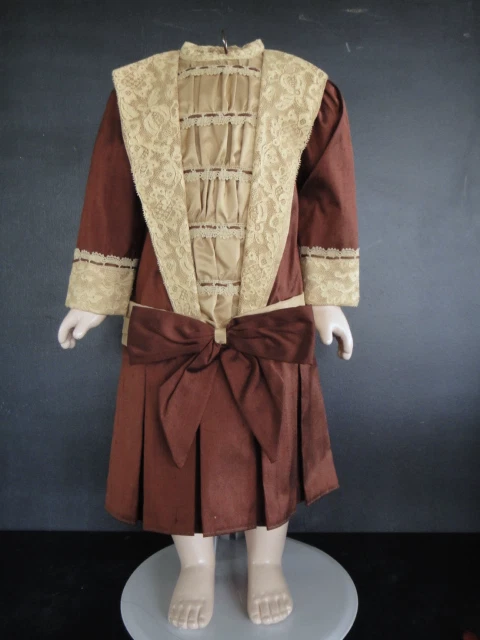 Robe En Soie Mauve Pour Poupée Ancienne 48-51 Cm - Jumeau, Bru - France