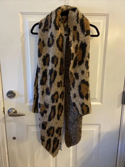 New Women's Leopard Blanket Scarf Wrap Animal Print Warm Soft Time & Tru NWT