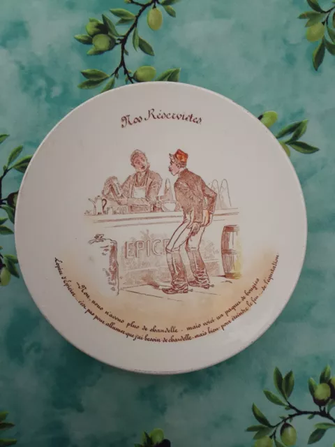 Ancienne Assiette Parlante De Luneville Signée  Au Dos Luneville Nos Reservistes