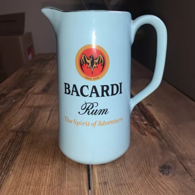 Bacardi Water/Ice Jug The Rare Vintage Wade Blue Ceramic For Home Bar