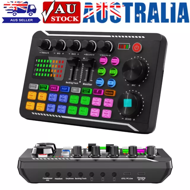 Live Sound Card Microphone Mixer Voice Changer Audio Mixer for Live Streaming AU