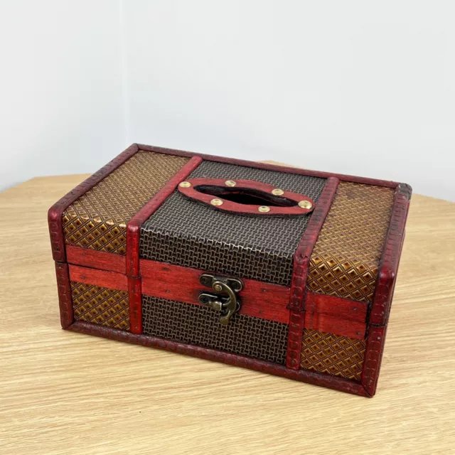 Cubierta de caja de tela soporte rectangular dispensador de madera vintage maletero decoración del hogar regalo