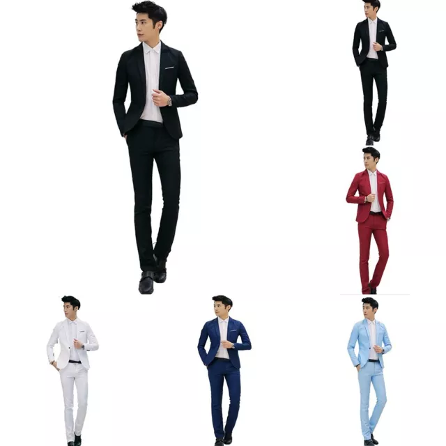 Fashion Forward Mens Slim Fit Blazer Jacket Coat Pants Business Suit Wedding