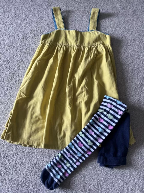 Mini Boden Girls 4-5 Years Yellow Cord Ruffle Back Dress