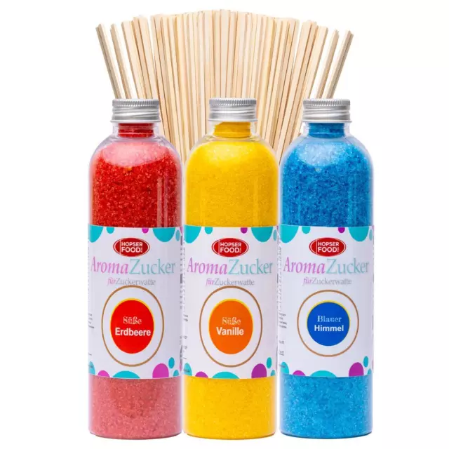 (14,42 EUR/kg) Hopser Food Fun Zucker für Zuckerwatte 3 x 230g für Zuckerwatte