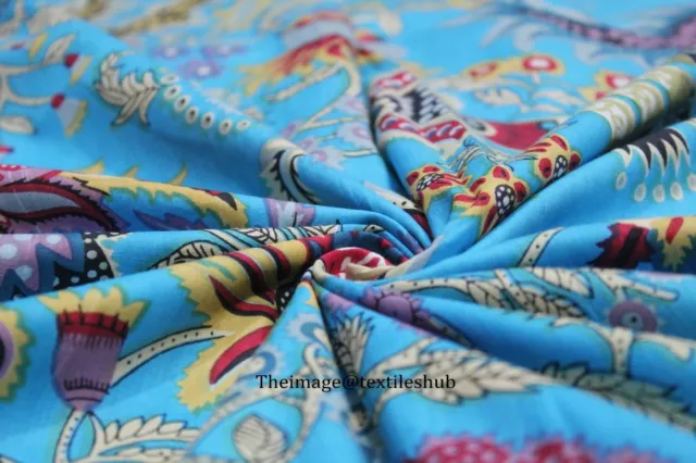 Neuf Coton Floral Main Bloc Imprimé Couture Indien Tissu Matière Artisanat 4.6m 3