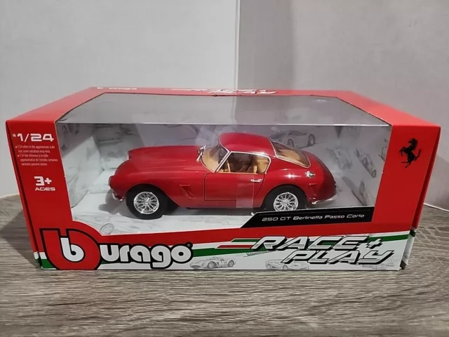 Bburago 1959 FERRARI 250 GT BERLINETTA PASSO CORTO 1:24 SCALE Race+Play BNISB!🔥