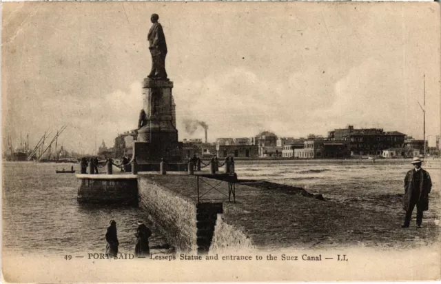 CPA AK PORT-SAID Lesseps Statue - Entrance to the Canal EGYPT (1325659)