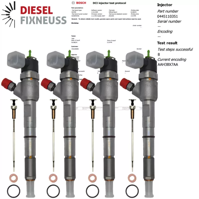 4x Iniettori Bosch Ricostruiti 0445110351 1.3 Multijet Fiat Punto