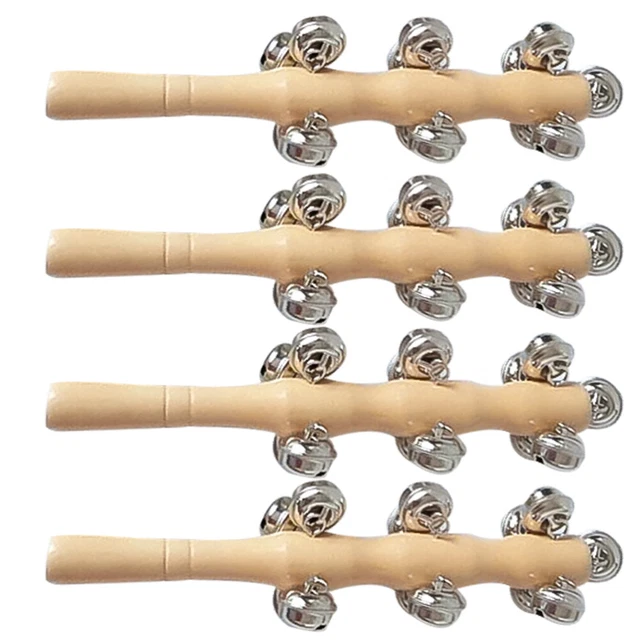 4 Pcs Hölzerne Primärfarbenrassel Schlittenglocken-Instrument Spielzeug
