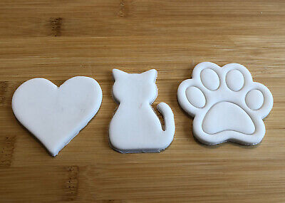 Paw & Cat & ❤️ Shape Cookie Cutters Set of 3 Biscuit, Pastry, Fondant. 🐾🐈