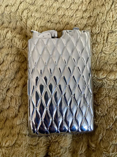 Vintage Evans brand Cigarette Case with Built-In lighter - Silver/Chrome Plated